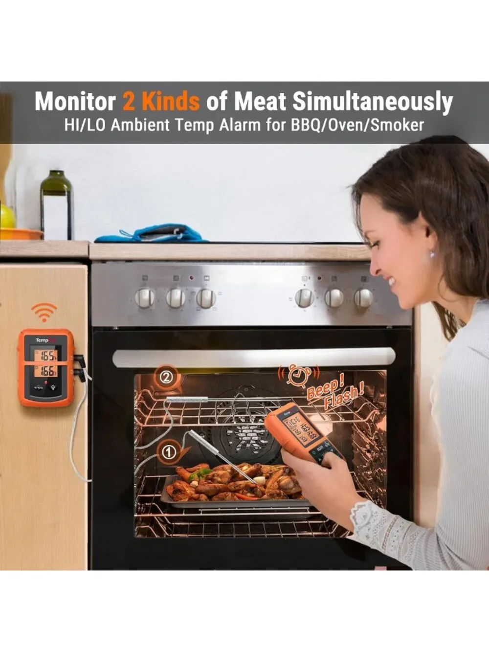 500FT Wireless Meat Thermometer for Grilling & Smoking - Accurate Temp Control